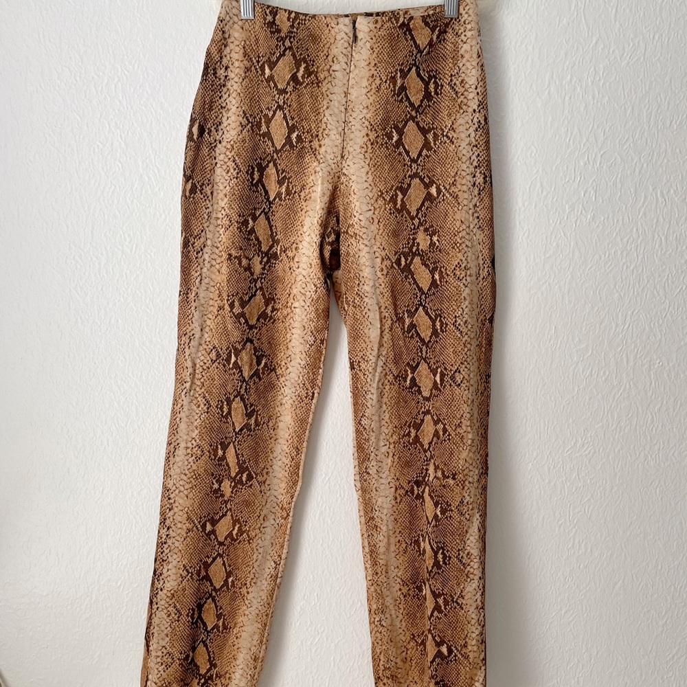 Cache Brown Snake Print Ankle Pants